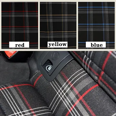 Black Plaid Interior Upholstery Fabric Car Seat Cloth For MK7 VW Golf GTI#Red • $42