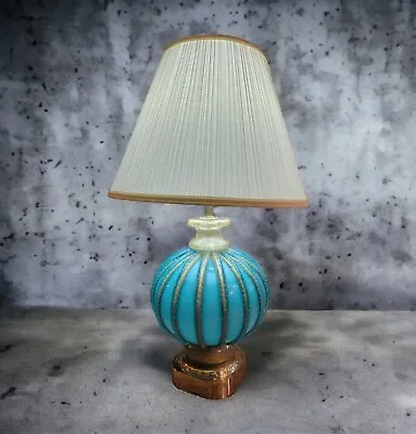 Barovier Toso Murano Glass Lamp Mid Century 1960's Gold Green Turquoise Vintage • $549.99