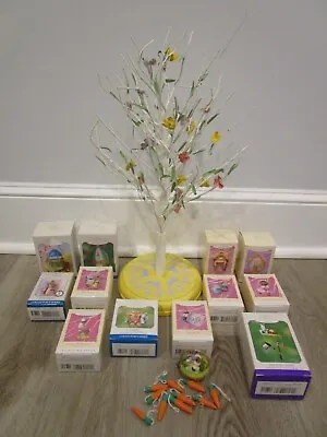 Hallmark Spring Easter Wrapped Wire Display Tree Yellow Wood Base & Ornaments • $69.99