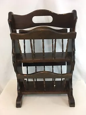 Vtg Antique 2 Tier Solid Wood Farmhouse Cabin Midcentury Retro Magazine Rack • $79