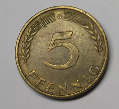 Germany-Federal Republic 5 Pfennig 1950G Brass Clad Steel KM#107  • $1.25