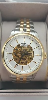 Rotary Mens Two Tone Chrome With Gold Automatic Bracelet Watch • £75