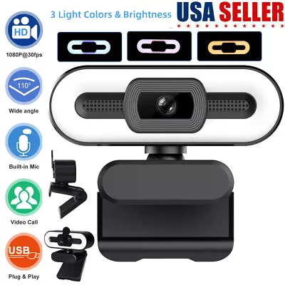 Webcam Full HD 1080P For PC Desktop/Laptop Auto Focus Web Camera With Microphone • $11.55