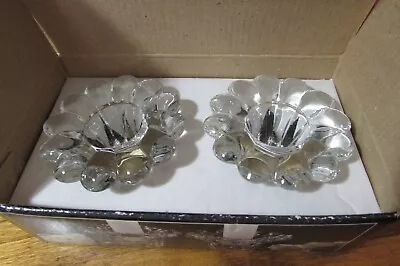 VINTAGE Unused/box FOREVER CRYSTAL Candle Stick Holders About 2  Tall 3  Across • $11.99