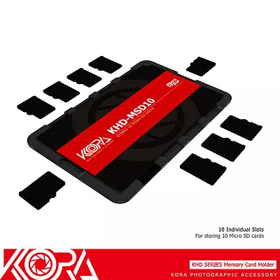 KORA Ultra Slim Credit Card Size Memory Card Holder Fits 10 Micro SD MSD Cards • $7.95
