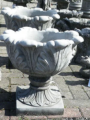 Large Tulip Vase Urn Pair Hand Cast Stone Planter Outdoor Garden Ornament Gift • £149.90