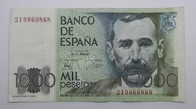 1979 / Banco De España Spain - 1000 Pesetas Banknote Serial No. 2I 9860868 • £7.39