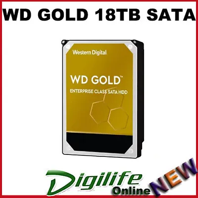 WD 18TB Gold 3.5  SATA 6Gb/s 512e Enterprise Hard Drive WD181KRYZ • $865