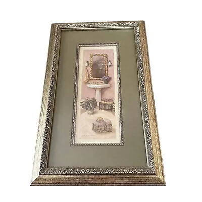 C Winterle Olson Signed Lavender Bathroom Print Framed Matted Gilded Gold • $34