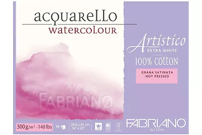 Fabriano Artistico Hot Pressed Watercolour Block - Large (35.5x51) - High White • £44.11