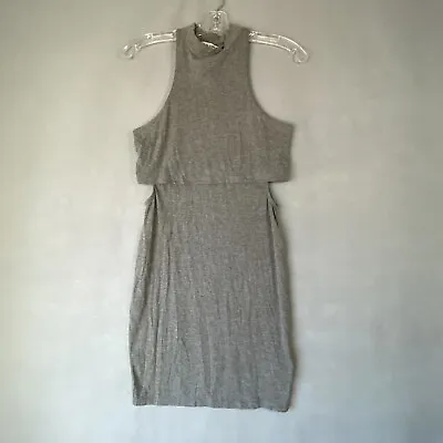 Moral Fiber Dress Womens Large Gray Cut Out Waist Sleeveless Bodycon • $12