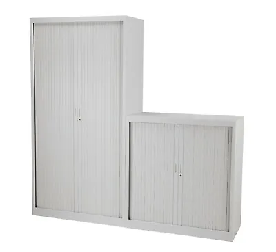 RZ Tambour Office Filing Cupboard Cabinet Lockable GDPR Grey Or White • £437.44