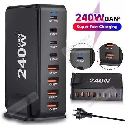 240W Desktop GaN Charger 8-port USB Type C PD Fast Charge For Laptop Tablet • $56.79