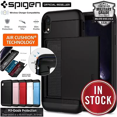 For Apple IPhone XR Case SPIGEN Slim Armor CS 2 Cards Slider Holder Hard Cover • $34.99