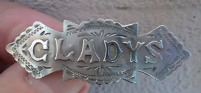 Vintage Sterling Silver Name Brooch - H/m Chester 1914  -  GLADYS • £48.99