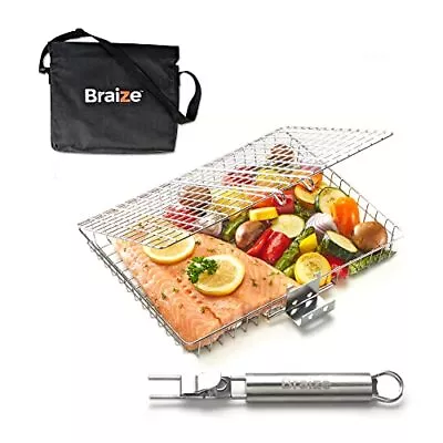 Grill Basket With Removable Handle Fish Grill Basket Accessories For Outdoor Gri • $36.33