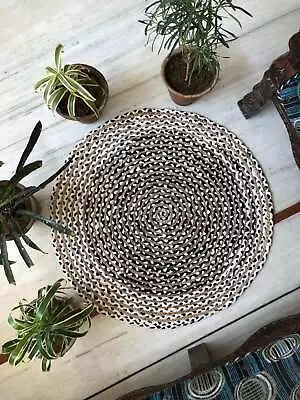 Rug Handmade Jute Round  Space Cotton Natural Room Area Carpet Floor Mats Rug • $35.80