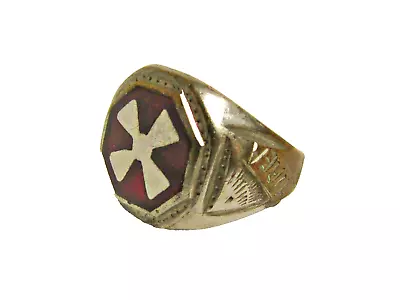 Vintage 1950's Korean War Un Korea Brass Ring Maltese Cross Size 8.5 • $99.99