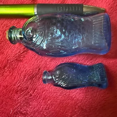 Vintage Wheaton Fisch's Bitters Fish Shaped 3  & 2” Cobalt Blue Glass Bottle • $34.98