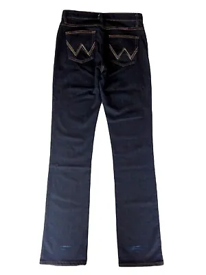 Wrangler Q-Baby Women's New Designer Navy Blue Denim Cotton Jeans Size 9/10 X 38 • $89.99