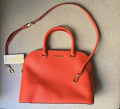 NWT Michael Kors Cindy Dome Satchel Large Crossbody Mandarin Leather W/COA • $104.99