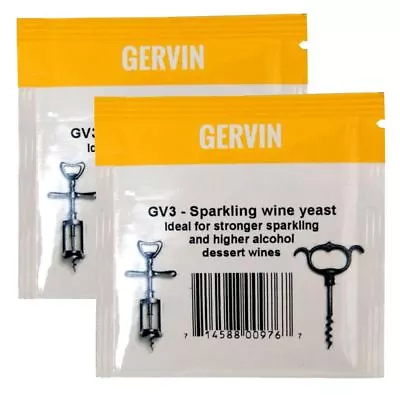 2 X MUNTONS Gervin GV3 Sparkling Wine Yeast 5g - Champagne Elderflower • £4.99