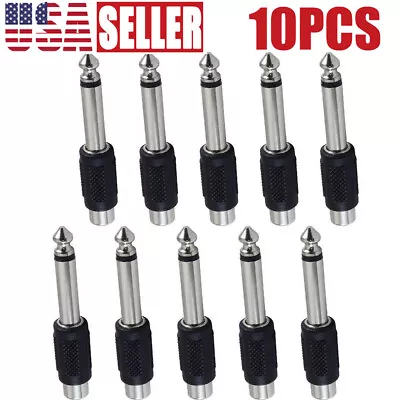 RCA Female Jack To 6.35mm 1/4  Male Mono Plug Audio Adapter Connector 10PCS • $7.75
