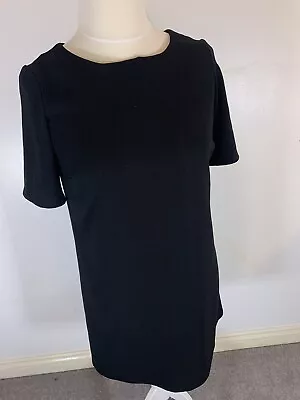 ‘Misfit’ Black Dress Stretch Short Sleeve A Line Light Fabric Knee Length 12  • $7.46