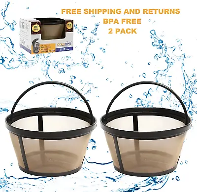 (2) GoldTone Reusable 8-12 Cup Basket Coffee Filters For ALL Mr. Coffee Makers • $12.99