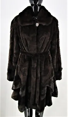 FUR ... Pre-Owned Dyed Sheared Mink Paw 3/4 Swing Coat (Size: 10) • $895