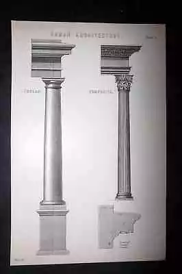National Encyclopedia 1891 Print. Roman Architecture 03 Columns • £14