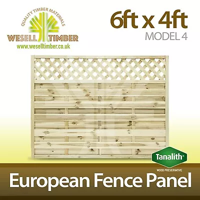 6x4 Decorative Square Top Pressure Treated European Garden Fence Panel • £55.99