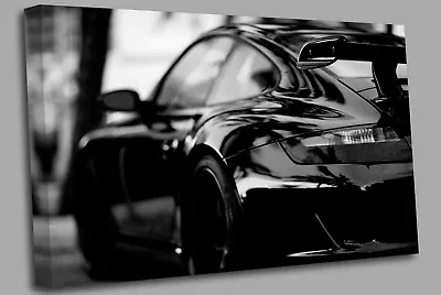 Porsche In Black Car Canvas Wall Art Picture Print • £51.98