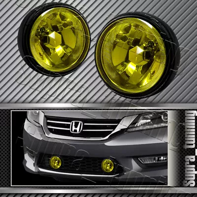 Universal Round Chrome Reflector H3/55W Yellow Lens Driving Fog Lights (3.5'') • $34.99