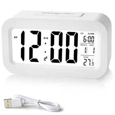 $19.25 • Buy Digital Alarm Clock Rechargeable Digital Clock With Light Sensor Date And T U5H8