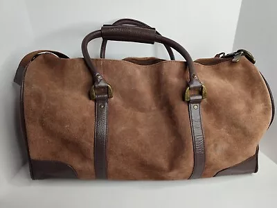 Marlboro 2003 Brown Suede Faux Leather Duffle Bag Travel Gym Guts & Grit Gear • $39.99