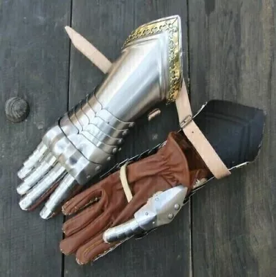 18ga Medieval Gothic Knight Finger Gauntlets Gloves GLV56 • $93