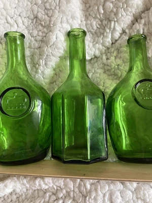 $10.80 • Buy Vintage Lot Of 3 Wheaton NJ Green Glass Bottles Octagon Shaped & Crown Bottle
