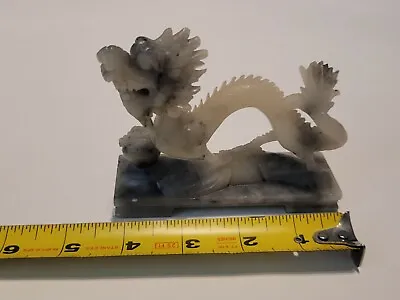 Vintage Jade Soapstone Hand Carved Chinese Dragon 4.25” Incredible Details • $41.61