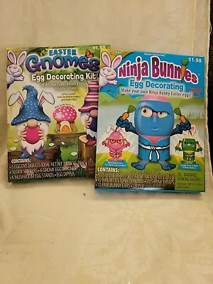 Lot Of 2 EASTER UNLIMITEF  GNOMES & NINJA BUNNIES EGG DYE DECORATING KITS  NEW • £8.69