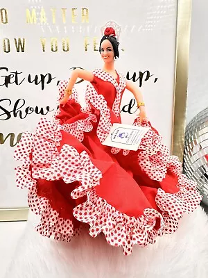 Vintage Marin Chiclana Spanish Doll Flamenco Dancer  Red Dress • $27.99