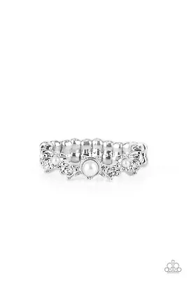 Paparazzi Blissfully Bella - White - Dainty Band Ring • $5.35