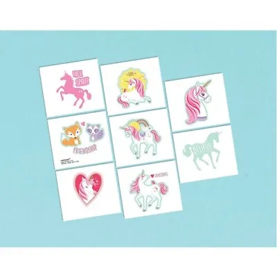 $8.95 • Buy 8pk Magical Unicorn Birthday Loot Bag Tattoos Favours Party Supplies Decorations