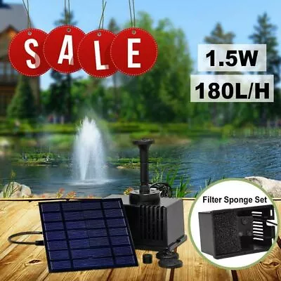 Solar Powered Water Pond Filter Pump Home Garden Submersible Fish Tank Fountains • £16.91