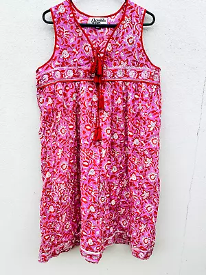 Size L Chowchilla Vintage SLEEVELESS Indian Gypset Tavi Dress Boho Gypsy Floral • $110