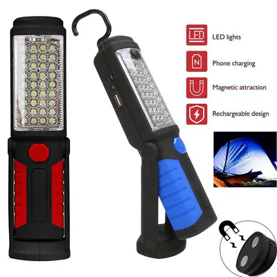 LED COB Hand Torch Rechargeable Magnetic Work Light Car Workshop Inspection Lamp • £9.39