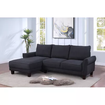 L-Shape Black Sectional Sofa Corner Sofa Contemporary Modern Left Facing Chaise • $865.65