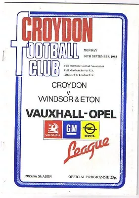 £1.80 • Buy Croydon V Windsor & Eton 1985/6