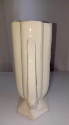 Vintage McCoy Double Handled Vase Ivory Art Deco Vase • $18