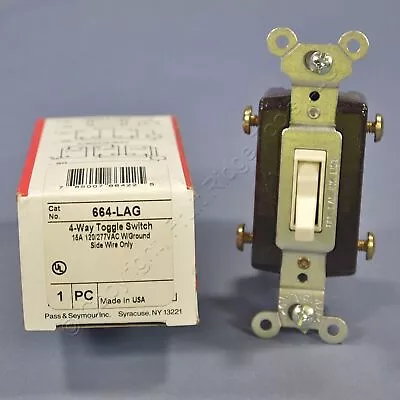 P&S Light Almond 4-WAY COMMERCIAL Toggle Wall Light Switch 15A 120/277V 664-LAG • $9.26